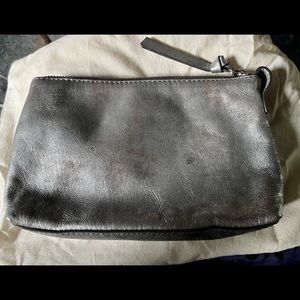 NWT Frye Silver metallic leather clutch bag